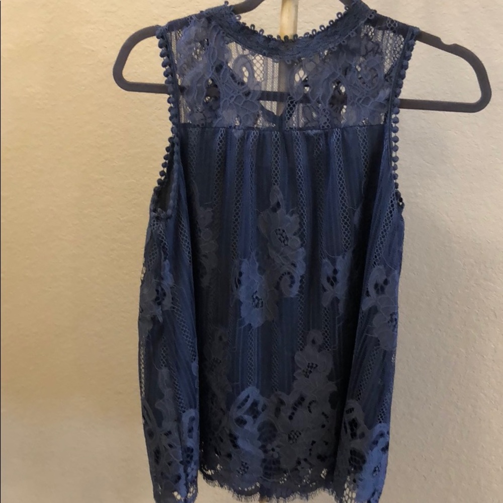 Blue, lace top